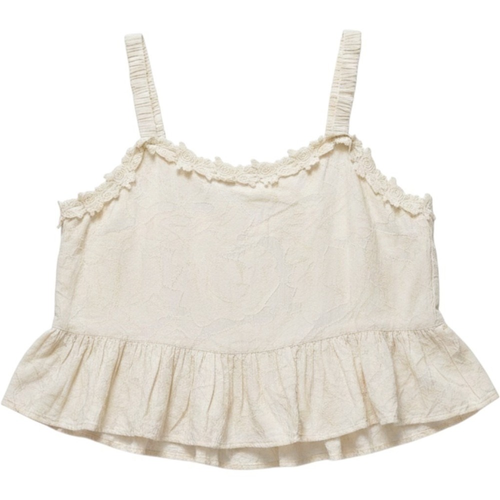 Cotton Crochet Lace Trim Peplum Cami Top 0X And Now This Women Beige